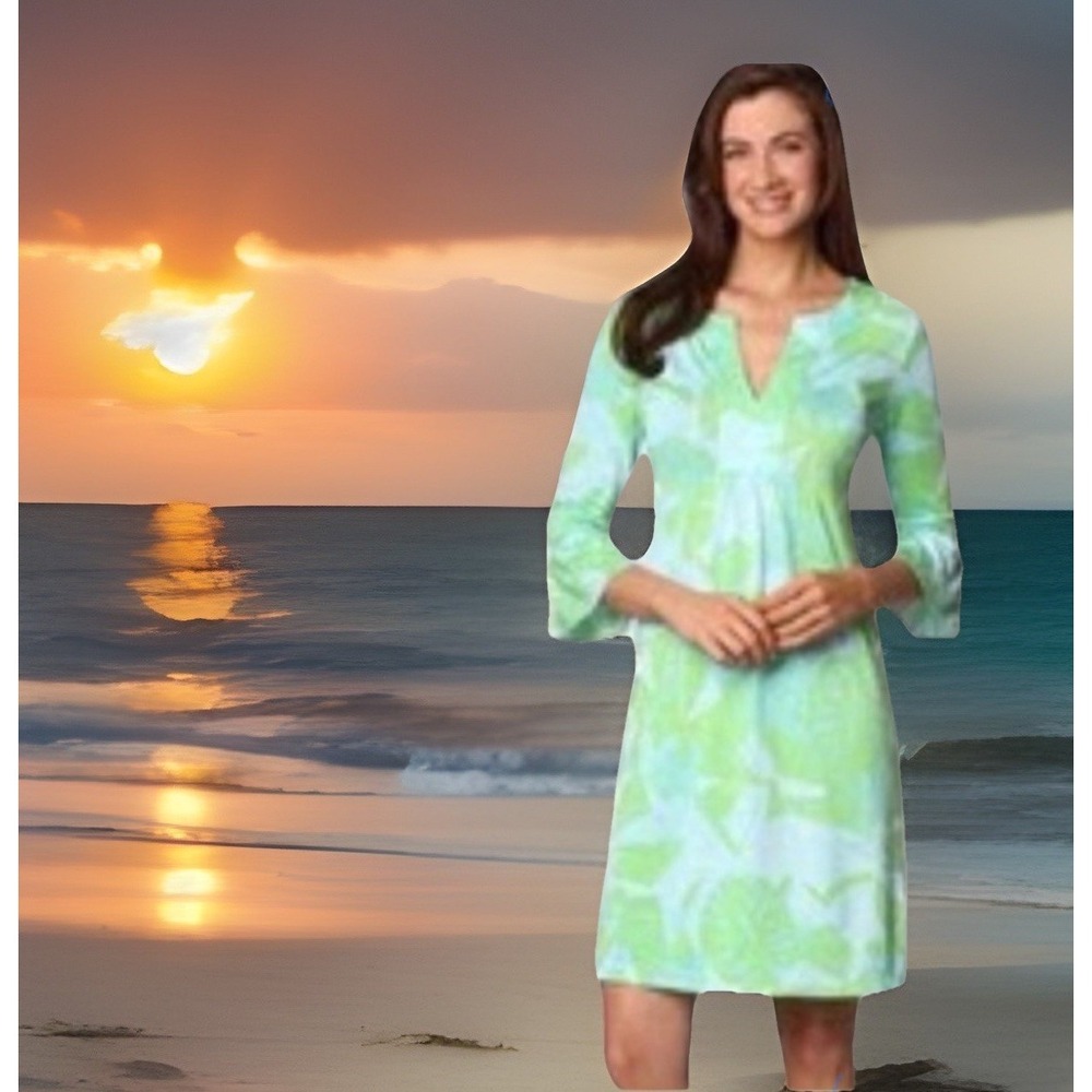 Lily Pulitzer Twyla Jersey Limeade Love me or Leaf me Dress Silk % Prep Party Sm